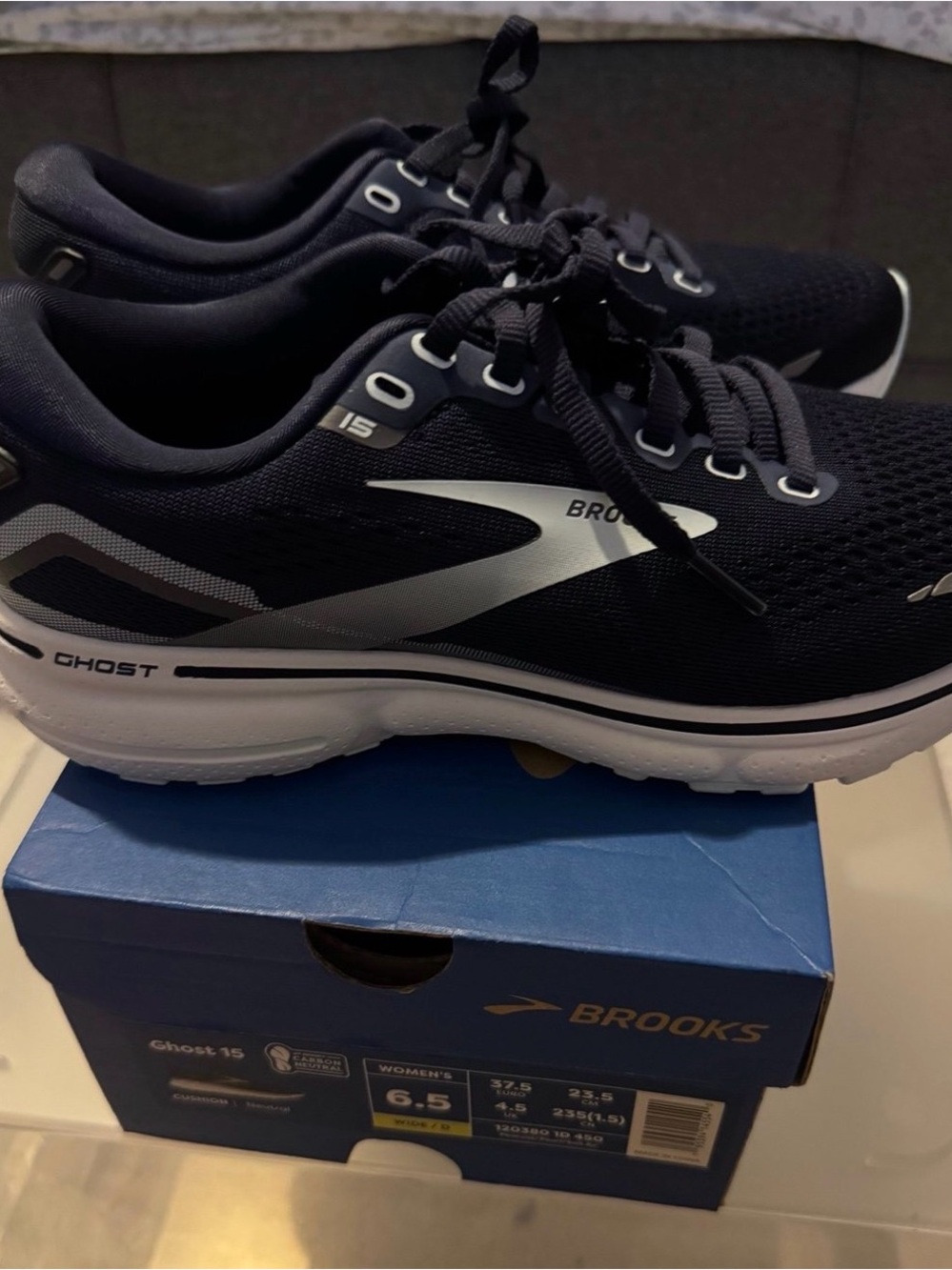 Brooks Ghost 15 W Navy with Light Aqua Accents - Picture 2 of 8